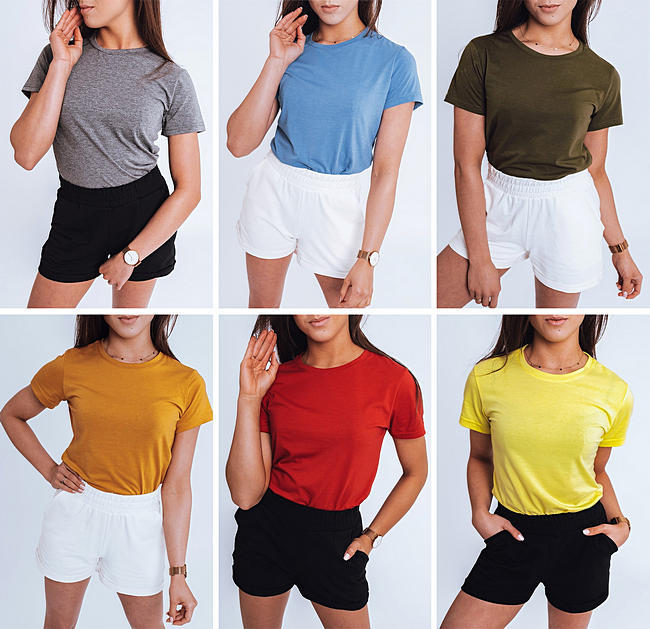 Damen T-shirt Basic Sommer Rundhals Unifarbe Casual Kurzarm Shirt Top DSTREET
